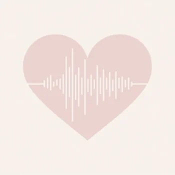 Minimalist icon of a heart shape with gentle sound waves emanating from it Minimalist icon of a heart shape with gentle sound waves emanating from it